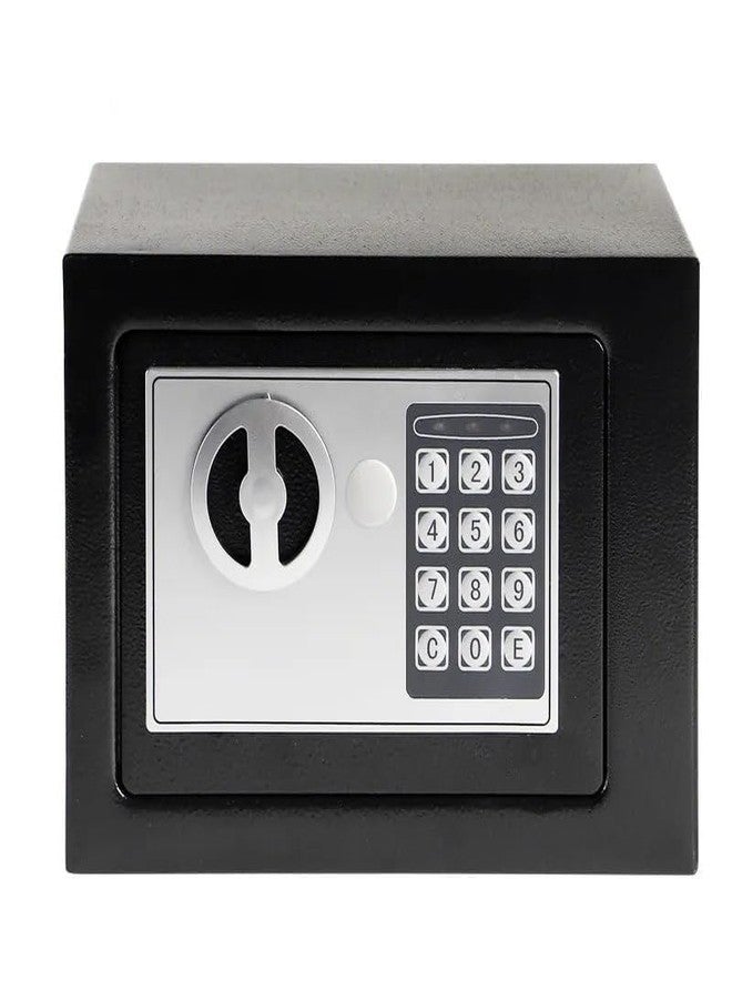 TRIVYOM Digital Safe Locker for Jewellery, Money Valuables Goods Safe - Number & Key Lock/Unlock Safe Lockers for Home & Office (Pack of 1) - Black - Image 1
